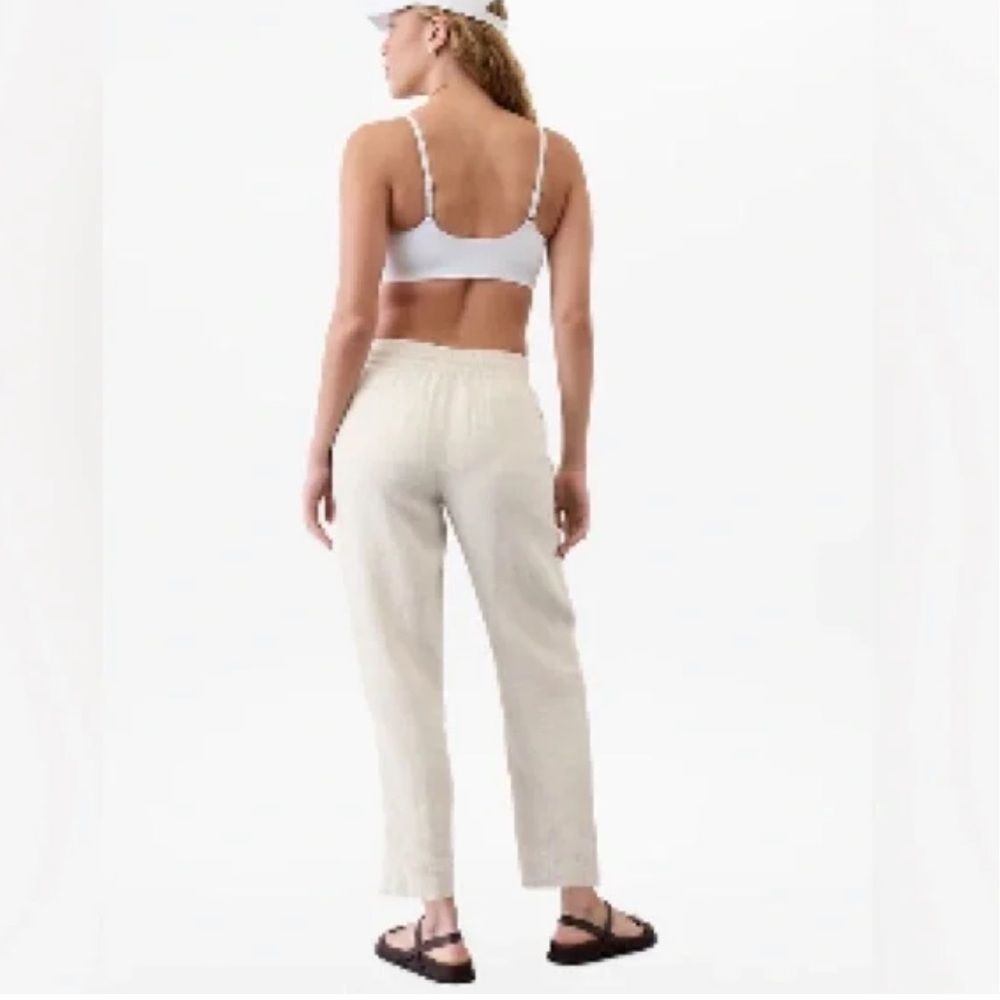 NWT Athleta Retreat High Rise Linen Ankle Pant, Undyed (natural or cream) Medium - Picture 6 of 7